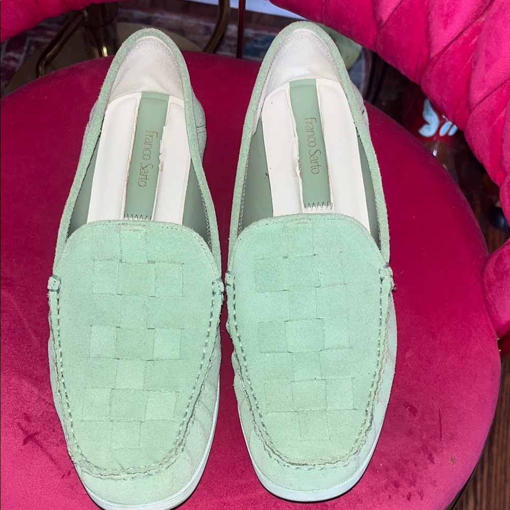 Franco Sarto Light Green Woven L-Marah Loafers